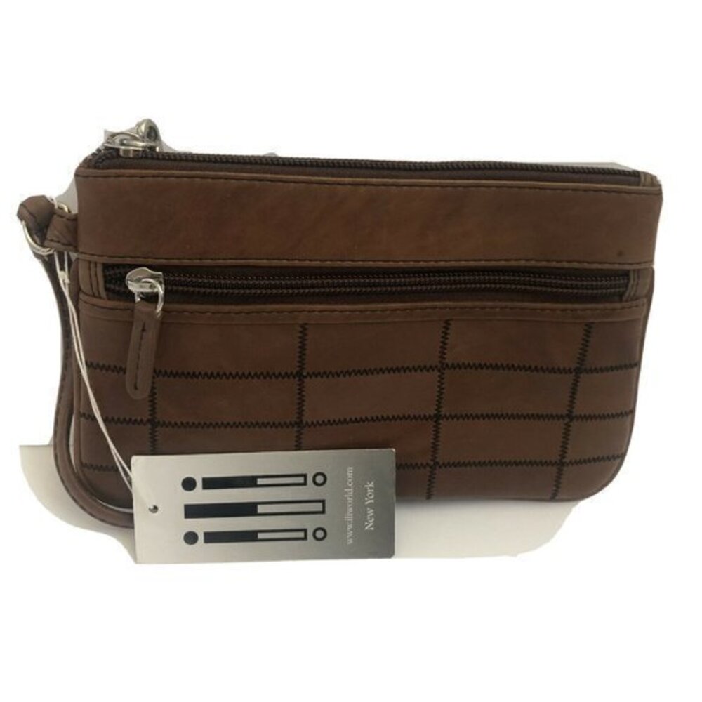 ILI New York Wristlet Wallet genuine Leather brown
